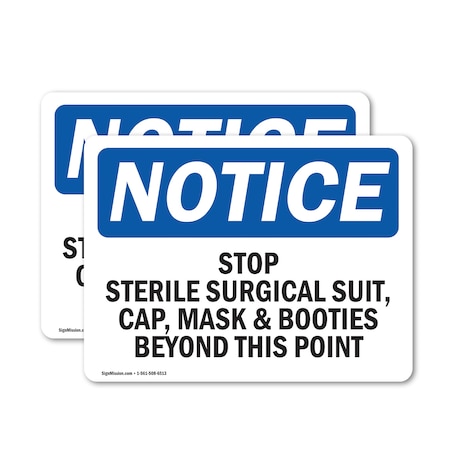 Signmission Stop Sterile Surgical Suit Cap Mask &, 14 in W x Rectangle, Vinyl Decal OS-2PACK-NS-D-1014-L-18487